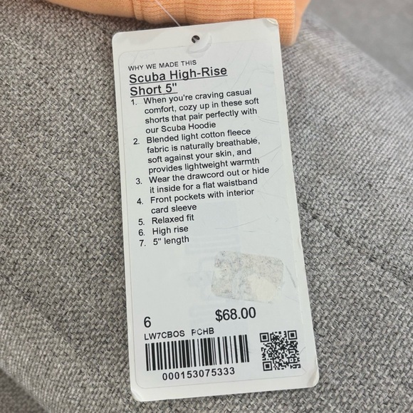 NWT Lululemon Scuba High Rise Shorts 5" Size 6 In Peach Bellini - Picture 5 of 8